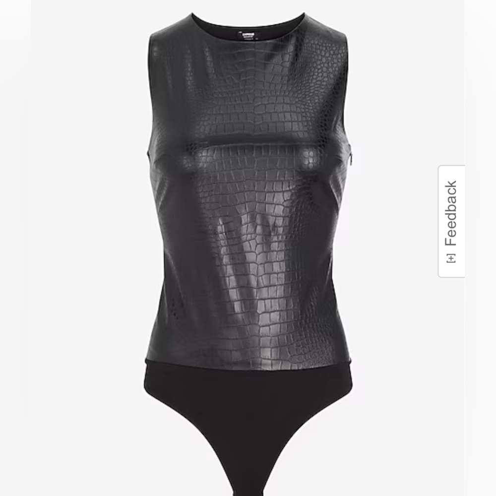 Body Contour Croc Faux Leather
High Neck Thong Bodysuit size small black